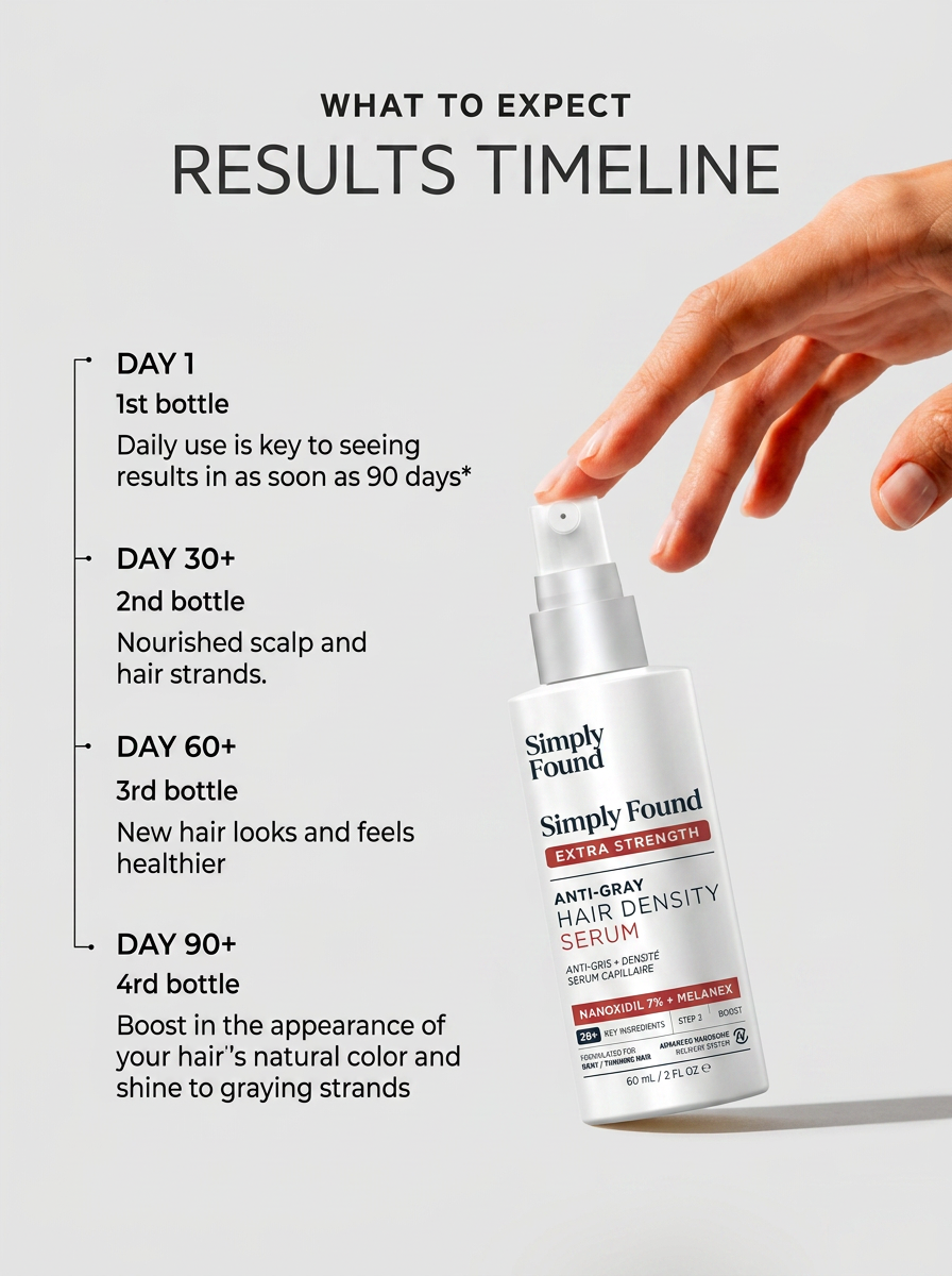 Simply Found EXTRA STRENGTH® — Anti-Gray Hair Density Serum (7% Nanoxidil + 3 DHT Inhibitors)