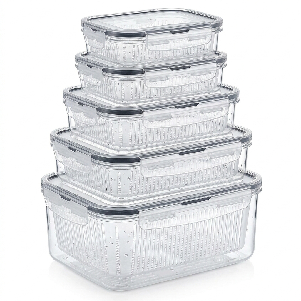 Stackable strainer storage container set