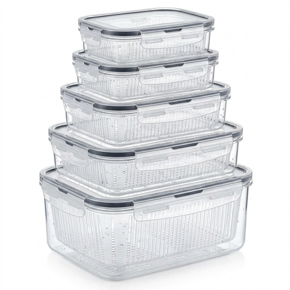 Stackable strainer storage container set